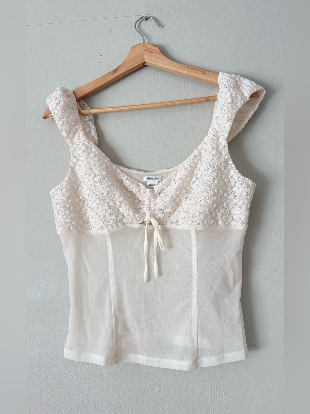 Kimchi Blue Lace & Mesh Ivory Chemise Top